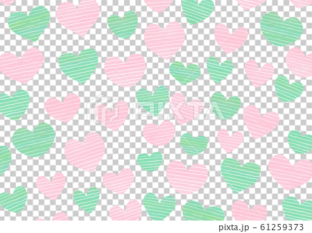 ピンクと緑のカジュアルなボーダーハートの背景のイラスト素材