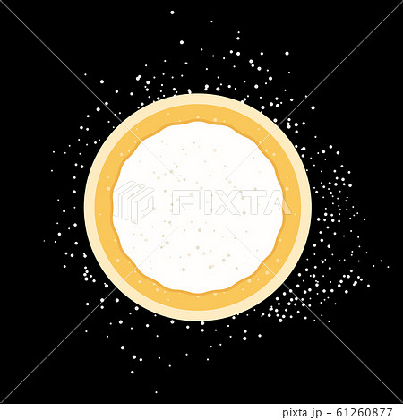 Rolled Pizza Dough Flat Vector Isolated On Blackのイラスト素材