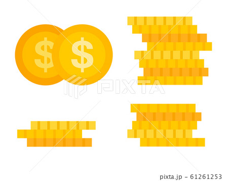 Golden coins set flat icon vector isolated 61261253