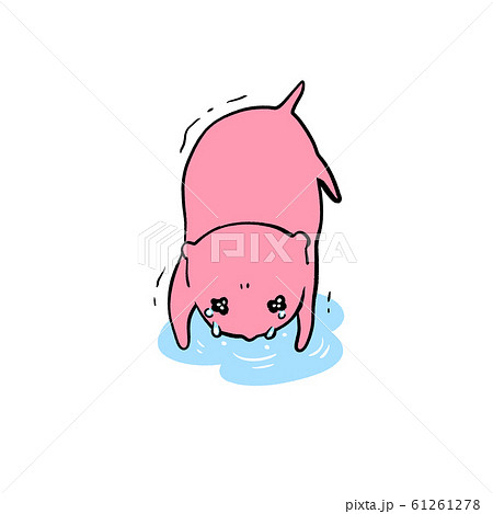 うつ伏せで悔しがって涙を流すしょんぼりピンクマウスさん 61261278