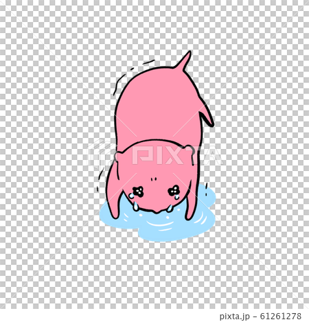 うつ伏せで悔しがって涙を流すしょんぼりピンクマウスさん 61261278