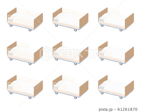 介護用ベッドのイラストセット_柵立て方バリエーション_茶 介護用ベッドのイラストセット_柵立て方バリエーション_茶 61261870