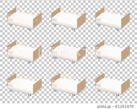 介護用ベッドのイラストセット_柵立て方バリエーション_茶 介護用ベッドのイラストセット_柵立て方バリエーション_茶 61261870