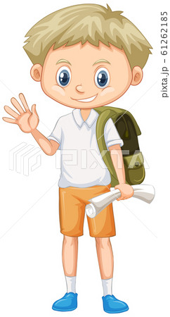 Cute boy with backpack and paper Cute boy with backpack and paper 61262185