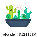 Cute emotional cacti and succulent characters. 61263186