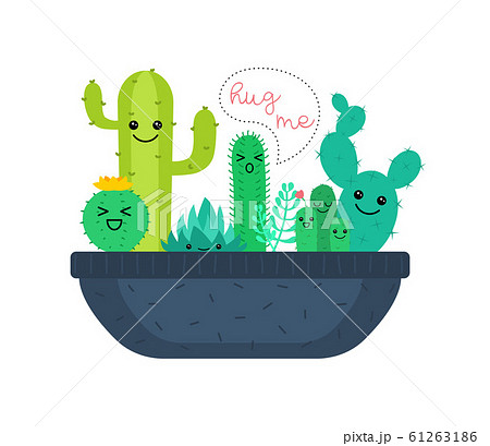 Cute emotional cacti and succulent characters. Cute emotional cacti and succulent characters. 61263186