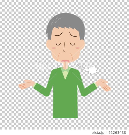 高齢 中高年 男性 上半身 溜息 落ち込む 表情 ポーズ お手上げ あきらめる 高齢 中高年 男性 上半身 溜息 落ち込む 表情 ポーズ お手上げ あきらめる 61263488