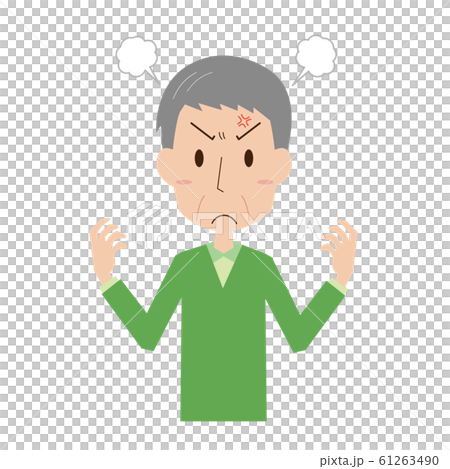 Elderly, middle-aged, male, upper body, angry, facial expression, pose 61263490