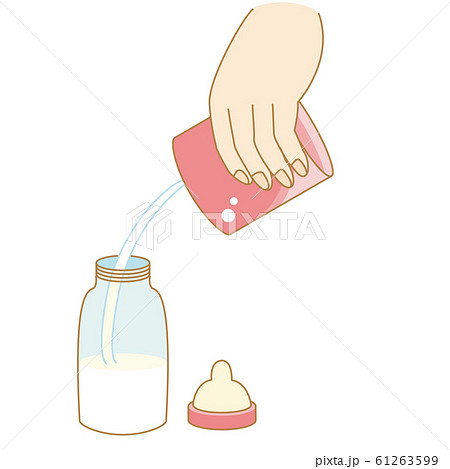 液体ミルクを哺乳瓶に注ぐイラスト 液体ミルクを哺乳瓶に注ぐイラスト 61263599
