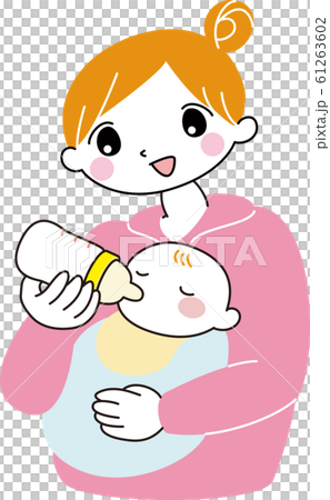 母親 授乳 ミルク 哺乳瓶 笑顔 母親 授乳 ミルク 哺乳瓶 笑顔 61263602