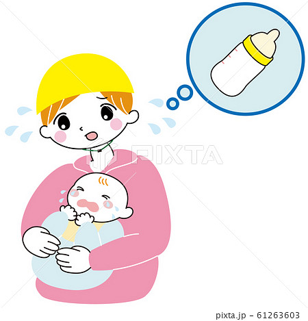 災害時 ミルクがなくて困る 母親 赤ちゃん 泣くのイラスト素材