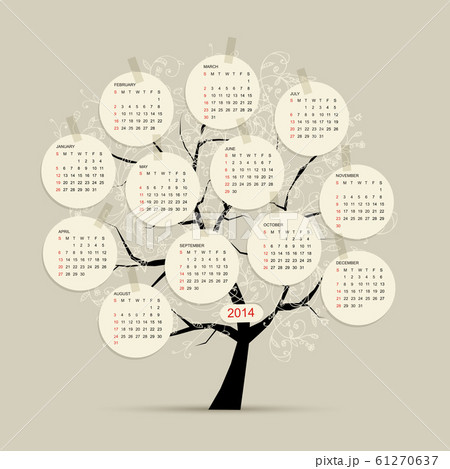 Calendar tree 2014 for your design Calendar tree 2014 for your design 61270637