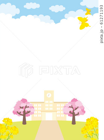 桜咲く春の小学校の風景 桜咲く春の小学校の風景 61271193