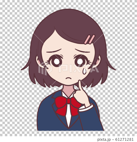 女の子 悲しい 学生 のイラスト素材