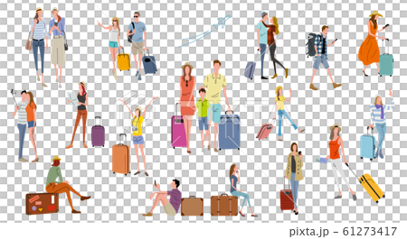 イラスト素材：人々、旅行、休暇、ライフスタイル 61273417