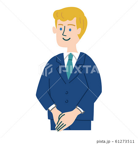 スーツ 外国人 金髪 男性 立っているのイラスト素材