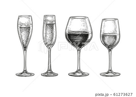 Glasses with champagne and wine. Glasses with champagne and wine. 61273627