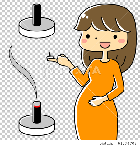 Pregnant women who introduce moxibustion, moxibustion without fire, moxibustion with fire (anime style) 61274705