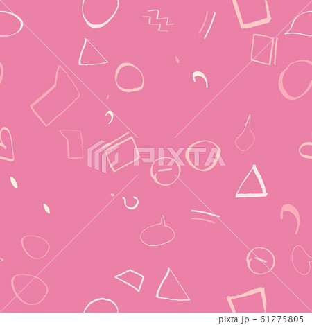 Abstract geometric cream color shapes on pink modern seamless pattern with hand drawn texture colorful background. 61275805
