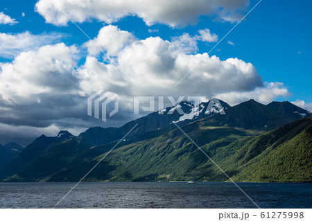 View to the Storfjord with mountains in Norway 61275998