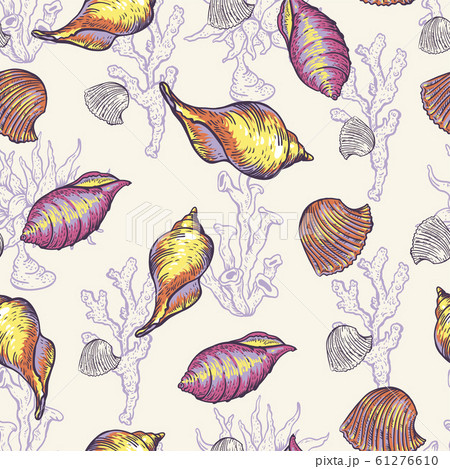 Vintage sea life natural seamless pattern, Vintage sea life natural seamless pattern, 61276610