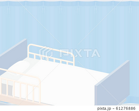 介護用ベッドの背景イラスト カーテン 青のイラスト素材