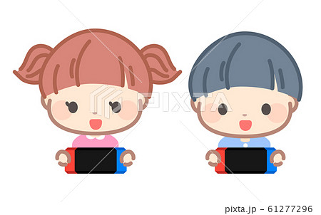ゲームをするこどものイラスト素材