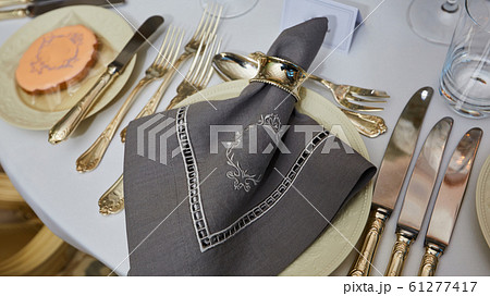 The luxury, elegant wedding reception table arrangement. The luxury, elegant wedding reception table arrangement. 61277417