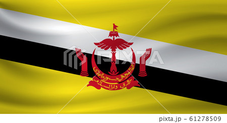Waving flag of Brunei. Vector illustration 61278509