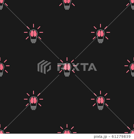 Seamless pattern with brain in lightbulb. 61279839