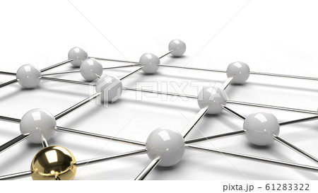 The Abstract design connection design Blue and white sphere network structure 3d rendering. 61283322