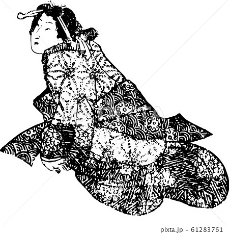 話を聞く花魁のイラスト素材