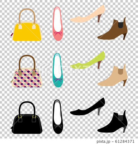 靴と鞄 レディースファッション小物 のイラストセットのイラスト素材