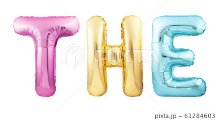 Article the made of colorful inflatable balloon letters isolated on white background 61284603