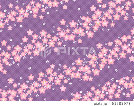 和風 桜模様の背景 夜桜 のイラスト素材 61285973 Pixta