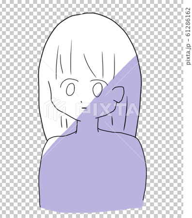 暗い表情のロングヘアの女性 暗い表情のロングヘアの女性 61286162
