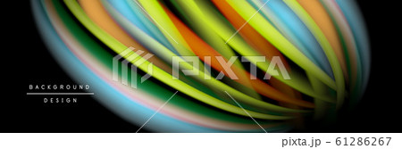 Сolorful flow poster. Wave liquid lines and shapes in black color background. Vector Illustration 61286267