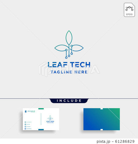 leaf green technology logo design nature techのイラスト素材 [61286829] - PIXTA