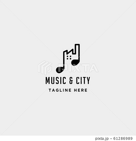 Music Urban City Logo Design Vector Line Simpleのイラスト素材