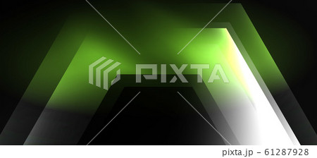 Neon color hexagon shapes, lines on black background. Modern template for web backdrop design. Abstract geometric frame 61287928