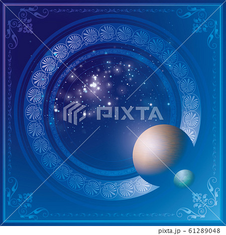 占星術風 宇宙フレームイラストのイラスト素材 6148