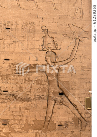 ancient egyptian architecture ruins. hieroglyphs and columns of the Temple of Horus at Edfu, in Egypt ancient egyptian architecture ruins. hieroglyphs and columns of the Temple of Horus at Edfu, in Egypt 61289268
