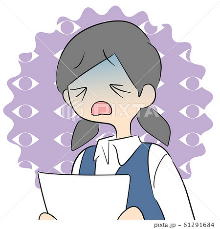 発表に緊張する女の子 背景有り のイラスト素材