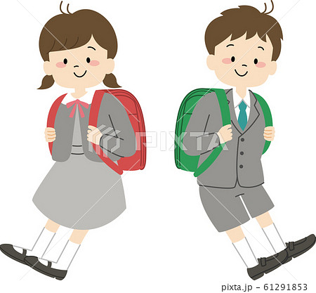 新一年生(女の子と男の子・主線なし) 新一年生(女の子と男の子・主線なし) 61291853