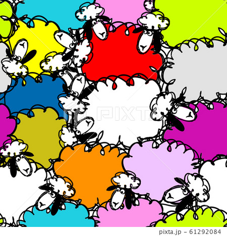 Black and white sheeps on meadow, seamless pattern for your design Black and white sheeps on meadow, seamless pattern for your design 61292084