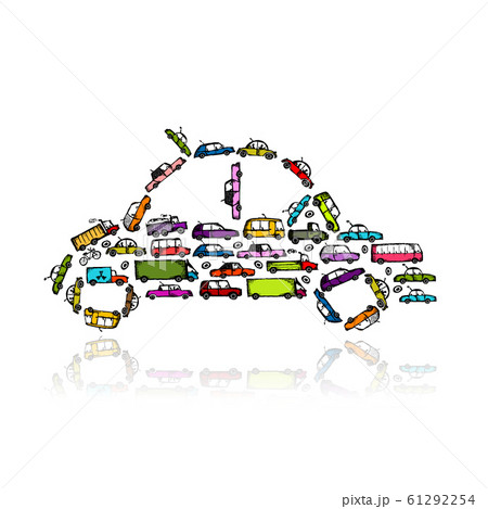 Car shape made from transport for your design Car shape made from transport for your design 61292254