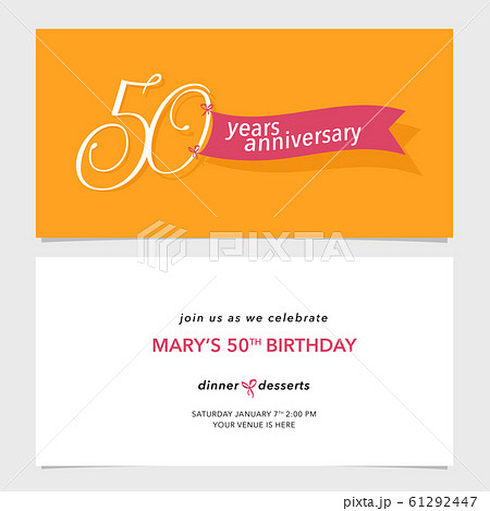 50 years anniversary invitation card vector illustration. Design template element 61292447