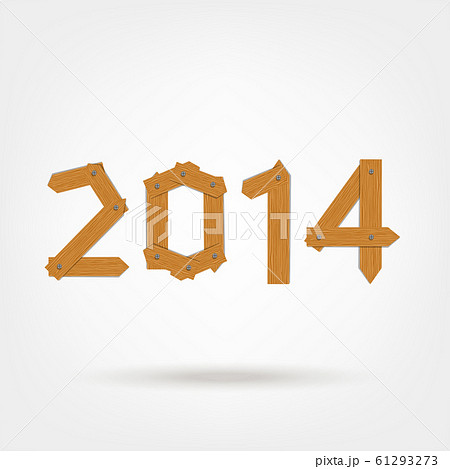 Happy new year 2014 made from wooden boards for your design 61293273