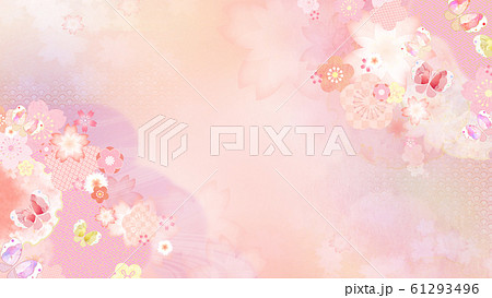 背景-和-和柄-和風-和紙-春-ピンク 61293496