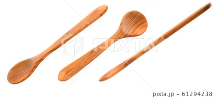Set of wooden spoon isolated on a white background 61294238